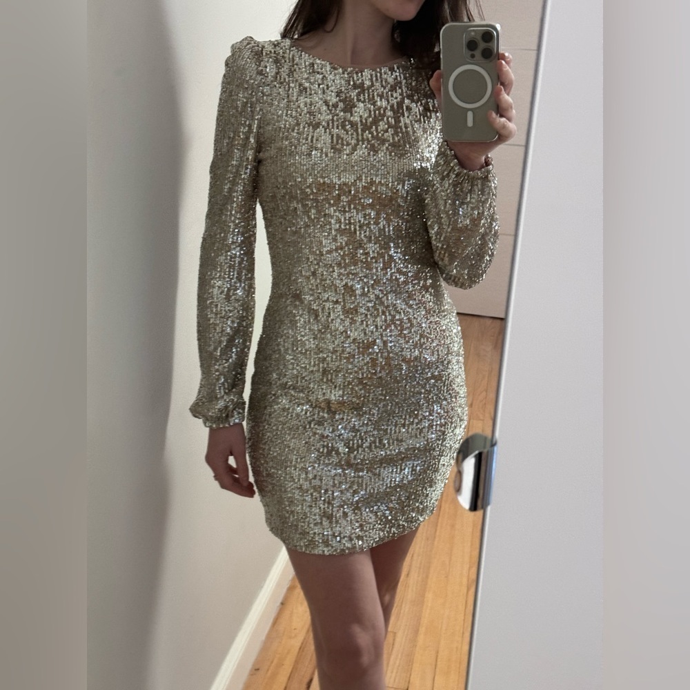 Aqua sequin long sleeve dress Sz. 4